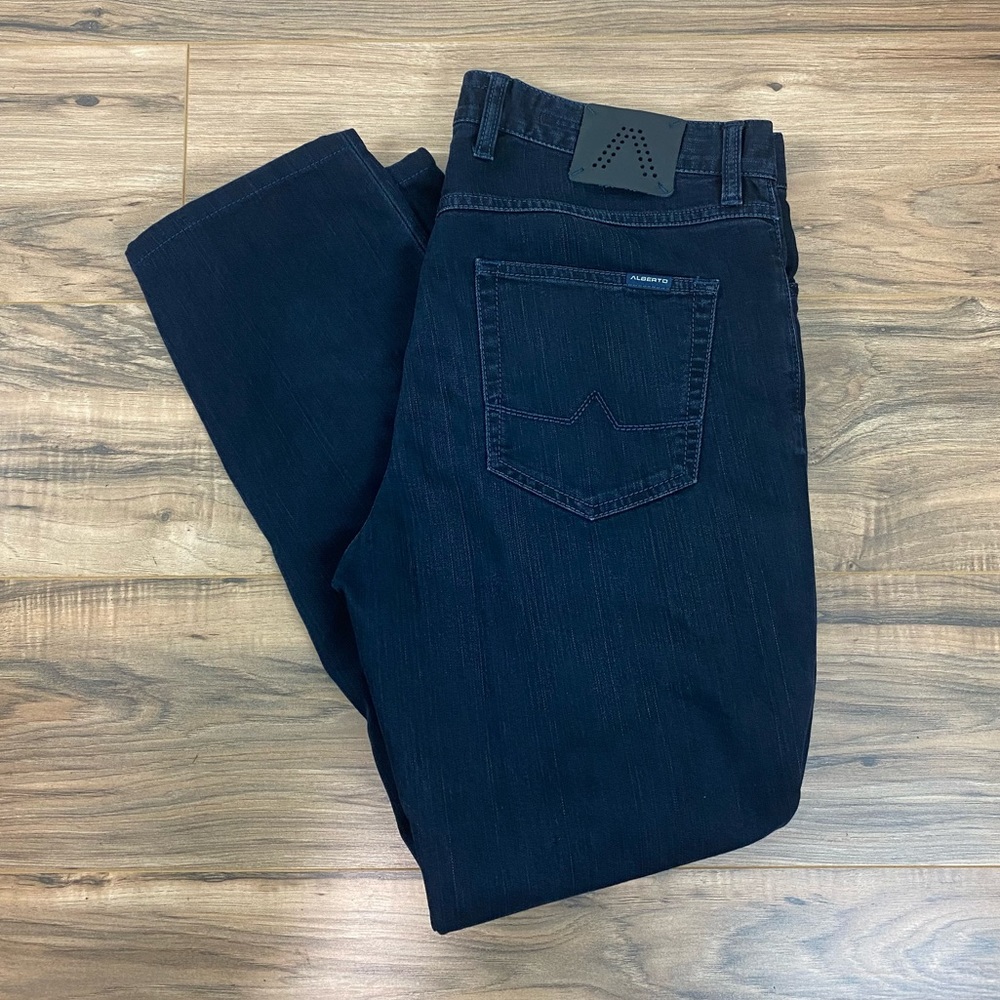Alberto T400 Denim Pipe Slim Fit Regular dark wash jeans pants, 36x31